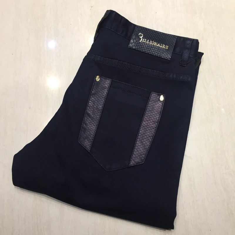 

BILLIONAIRE Jeans men 2019 new style fashion cotton comfort Embroidered elasticity Navy blue big size 32-42 free shippng