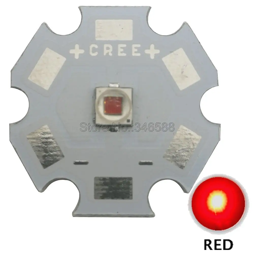 

5x Cree 3W XPE2 XP-E2 Red Color 620-630nm High Power LED Emitter Diode on 8mm/ 10mm/ 12mm/ 14mm/ 16mm/ 20mm PCB