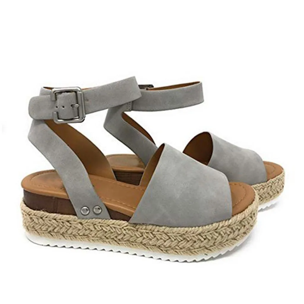 Summer White Wedge Espadrilles Women Sandals Open Toe Gladiator Sandals ...