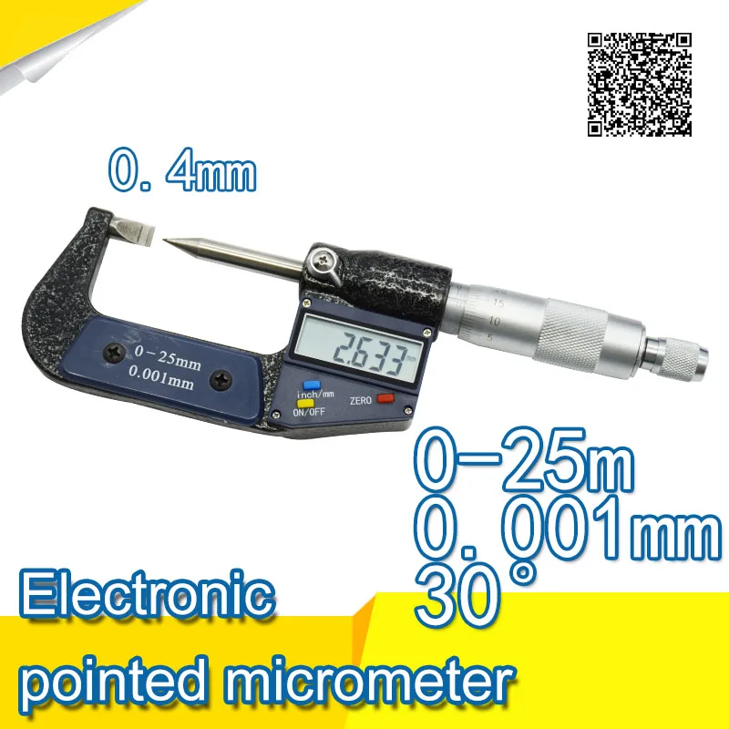 Electronic tip flat head micrometer 0 25mm conical degree 30 Sheet