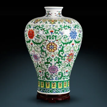 

Classical Pastels Lotus Plum vase Hand Painted Ceramic Vases Ornaments Handicrafts Chinese Style Collections Of jingdezhen vase