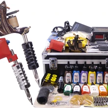 Профессиональный Набор татуировок роторная машина 2 пистолета 14 цветов чернила Led источник питания CD иглы кожа полный постоянный набор инструментов для тела