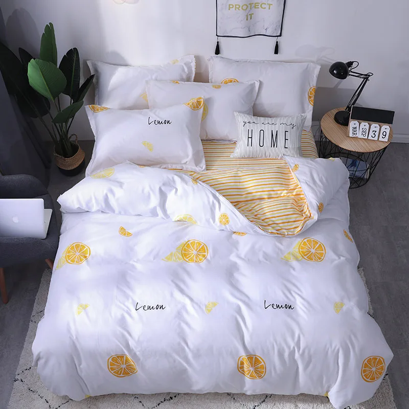 Luxury Bedding set the letter printing Duvet cover sets bed pillowcases sheet set King size Queen size set - Color: 1