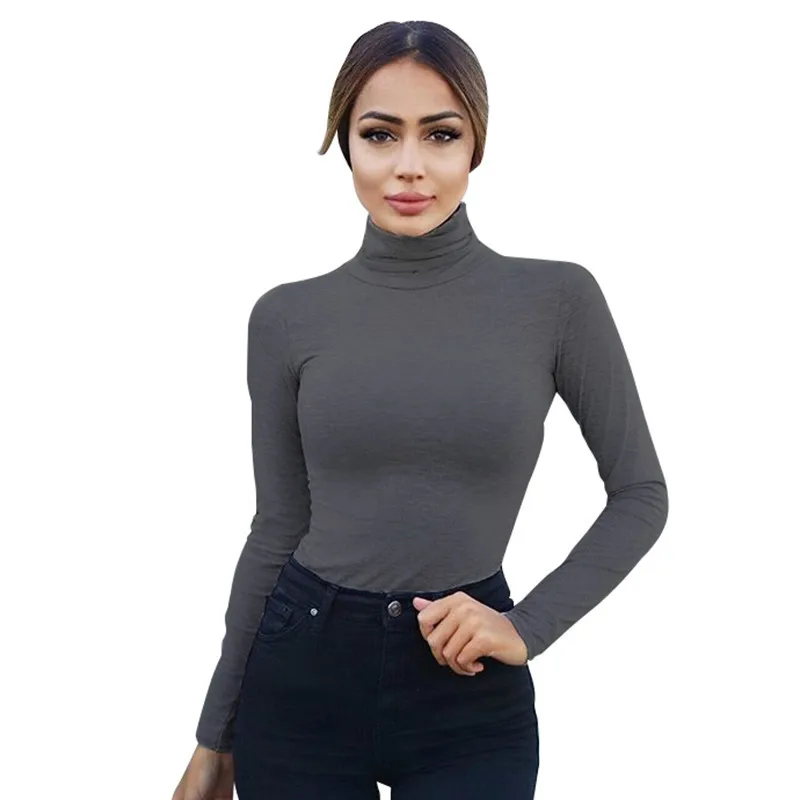 Women Bodysuits Black Turtleneck Sexy Jumpsuits Long Sleeve Body Suit