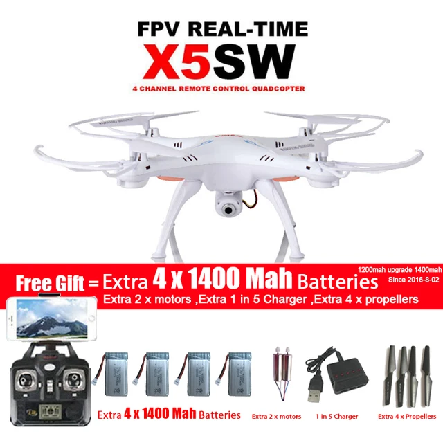 SYMA X5SW/X5SW-1 Дрон с Wi-Fi Quadcopter с FPV Камера Безголовый 6 оси видео в режиме реального времени вертолет Quad коптер с 5 Батарея