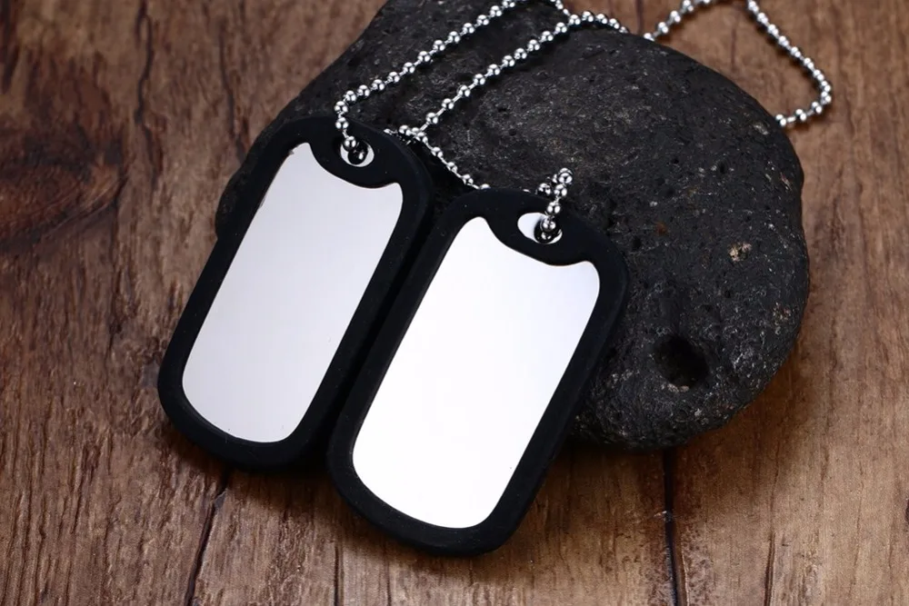 Mens Necklace Stainless Steel military double Dog tag Pendant 19