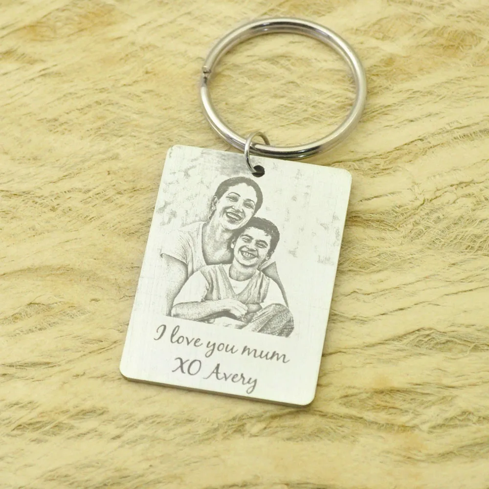 Custom Photo Keychain keepsake Picture Key Ring Engraved Photo Keychain