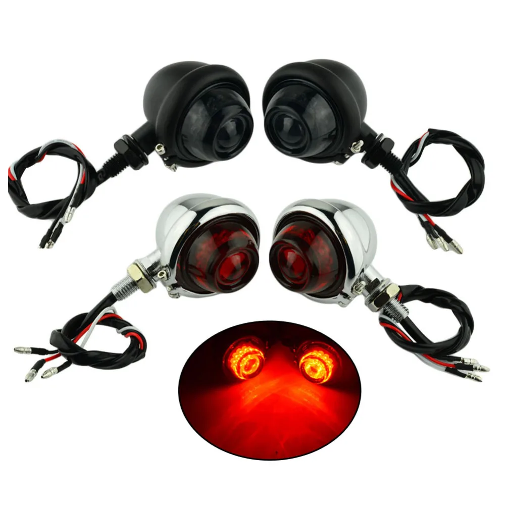 

Motorcycle Retro LED Turn Signal Smoke Red Twin light Running Brake Lamp Blinker Flashing Light For Harley Touring Cafe Racer