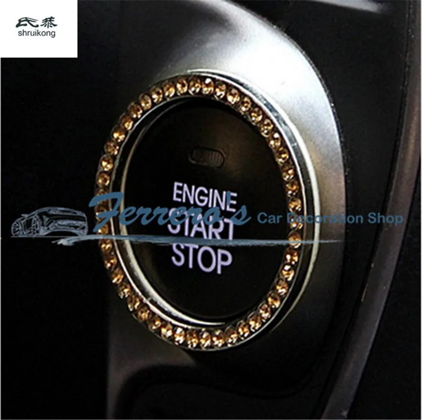 One Piece Crown Type Ignition Key Ring Cover With Crystal Creative