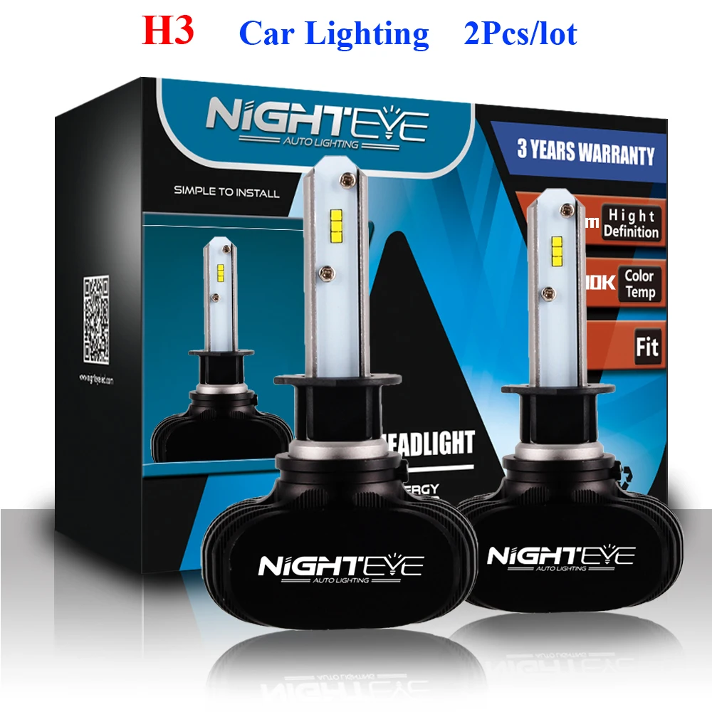 NIGHTEYE Super Bright Led Car Headlights H3 50W Auto Front Bulb