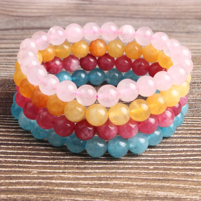 

LanLi fashion natural Jewelry multicolor Ice crystal powder loose beads Bracelet Charms Men Strand Beads Yoga Women Bracelets
