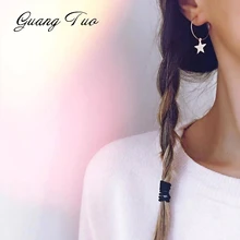 ES207 nouvelles boucles d'oreilles rondes 2019 personnalité de mode populaire Simple pentagramme oreille anneau boucles d'oreilles accessoires féminins en gros(China)