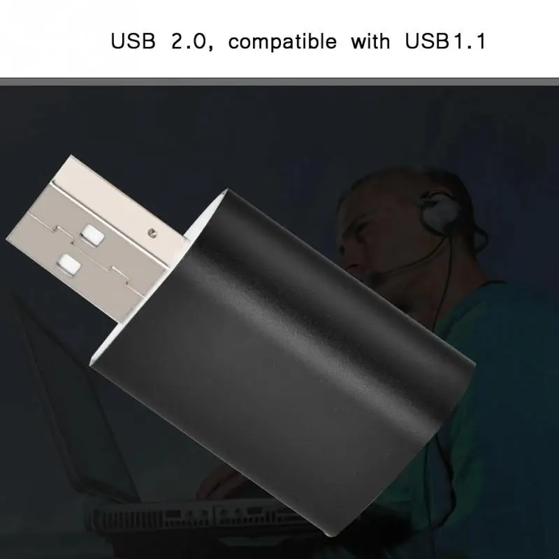 Прочный 7,1 канальный Внешний USB 2,0 до 3,5 мм стерео аудио Звуковая карта Микрофон адаптер динамик для Windows 8/7/Vista/XP для Mac - Цвет: Черный