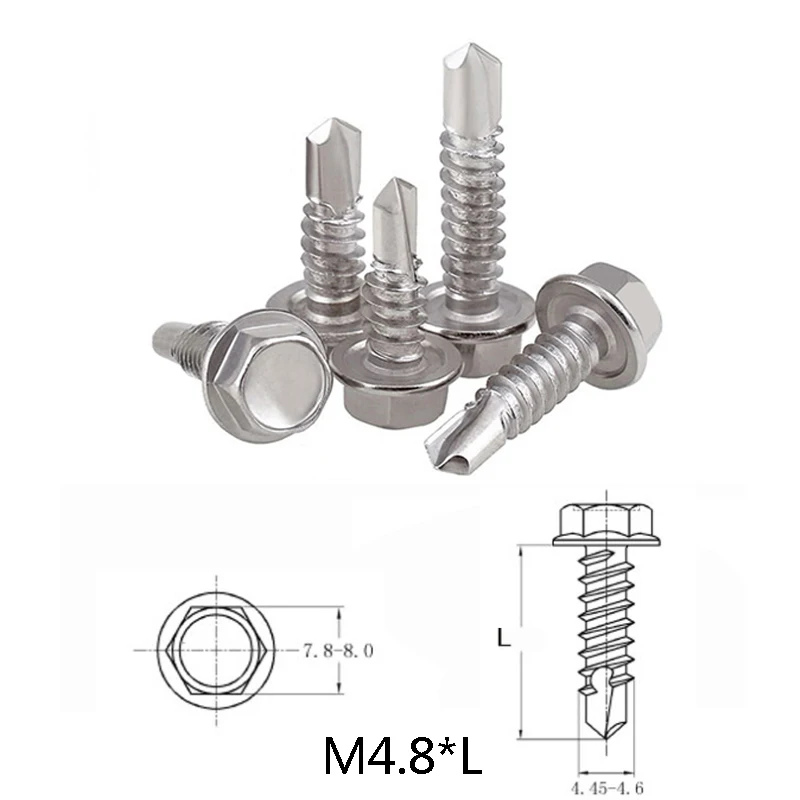 10 шт. M4.2 M4.8 метрический резьбовой внешний шестигранник с шестигранной головкой винт Болт резьба бурение ласточкин хвост плитка винты из нержавеющей стали