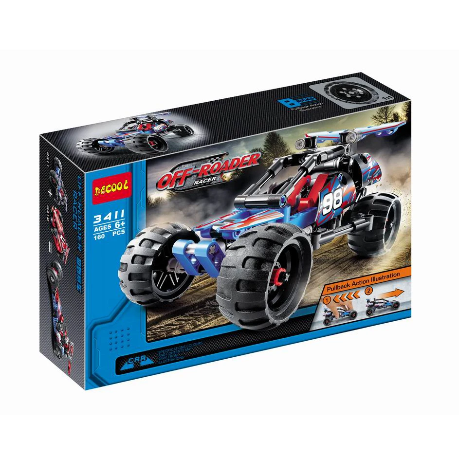 DECOOL High Technic 2 в 1 воин внедорожника гонщик автомобиль строительные блоки 3D модель