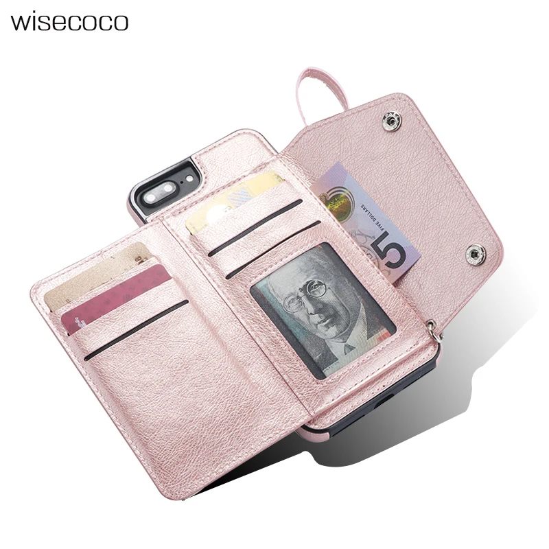 

Leather Wallet Case For apple iphone 7 8 Plus Card Holder Phone Bag Cases for iphone 7plus 8plus Bracket purse case bags