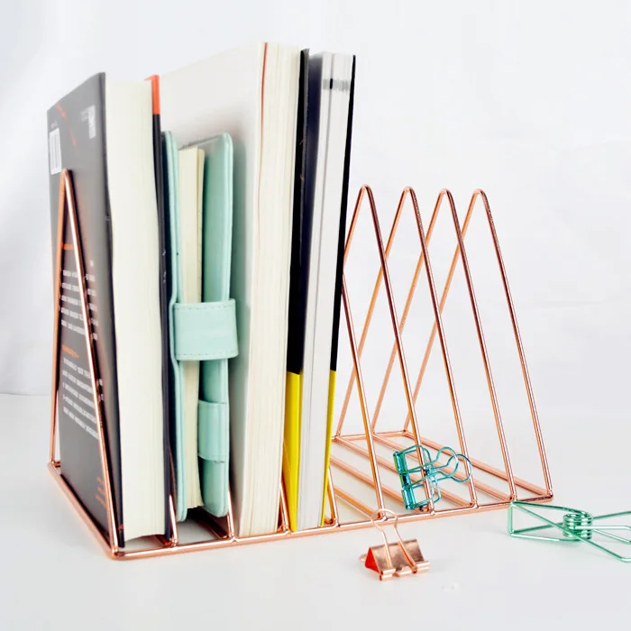 

Creative New Metal Electroplated Bookends Hot Lined Book Holder Stands Decorative Shelf For Home Office Desk Orgainzer