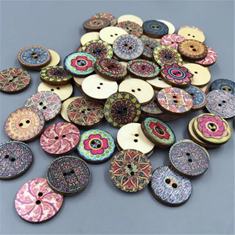 4000pcs Mixed Vintage Colorful Flowers Wood Buttons Scrapbooking Sewing Craft 20mm | Дом и сад