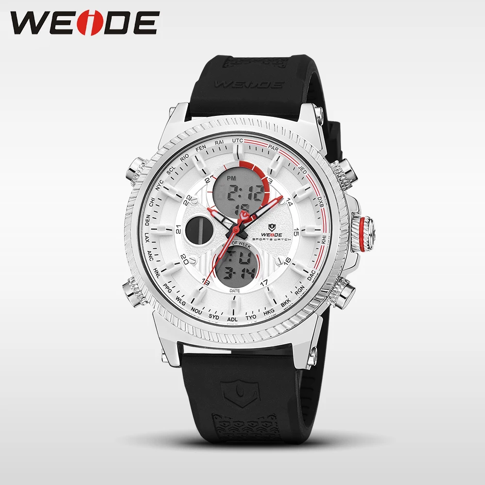 WEIDE Casual Genuine luxury watch man sport digital Automatic watches silicon quartz Analog Waterproof military Alarm Clock Men
