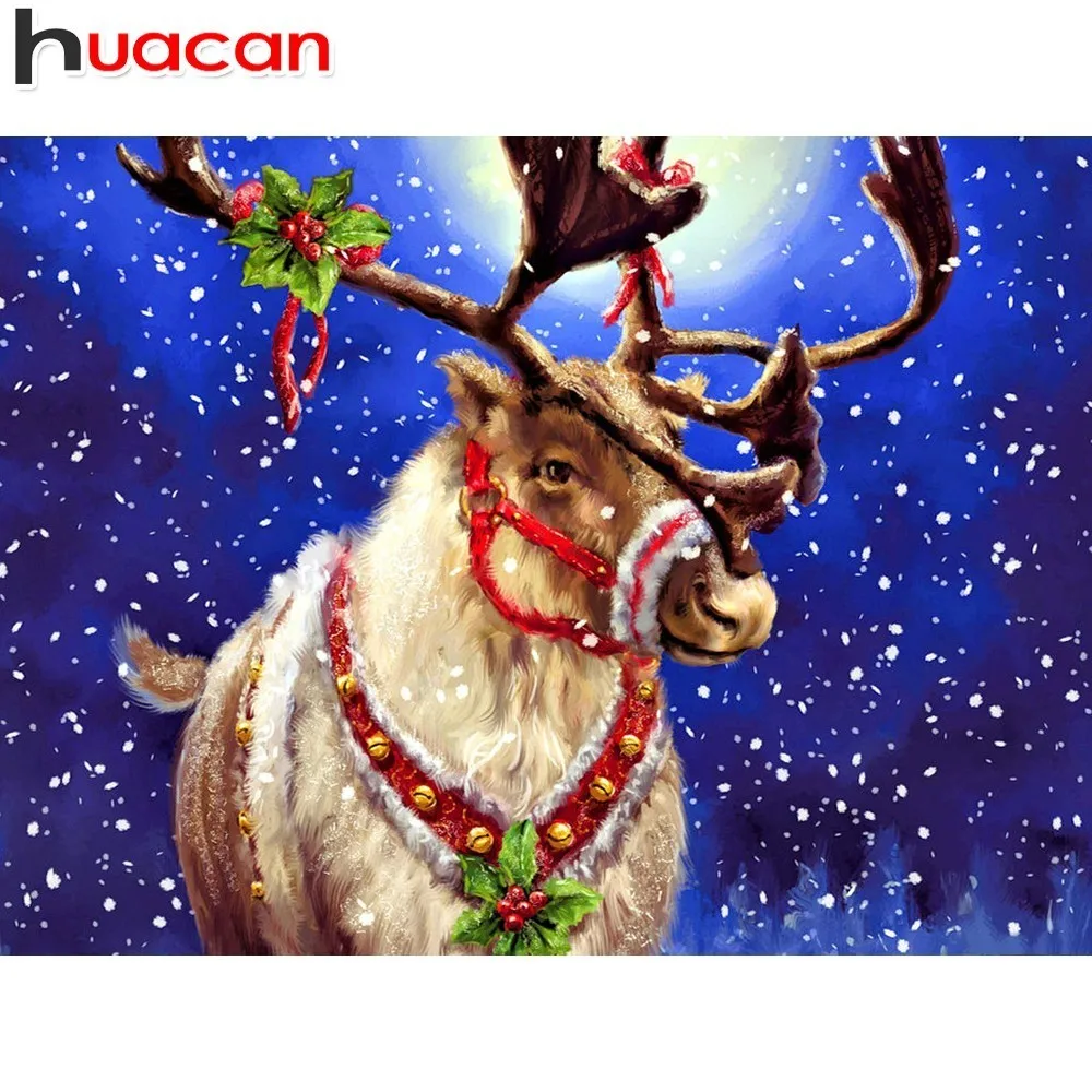 

HUACAN Christmas Diamond Painting Reindeer DIY Diamond Embroidery Animals Cross Stitch Decor Home Picture Of Rhinestones
