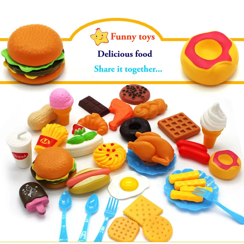 

DIY Food Toys Pretend Play Cutting Hamburg Breakfast Play House Kids Kitchen Toys Set Meal Early Education Gifts For Girls Boys