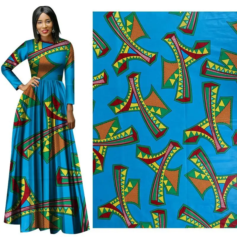 

2019 new national Wind cotton printed fabric plain geometric printed fabric wholesale 24FS1105 ankara african wax print fabric