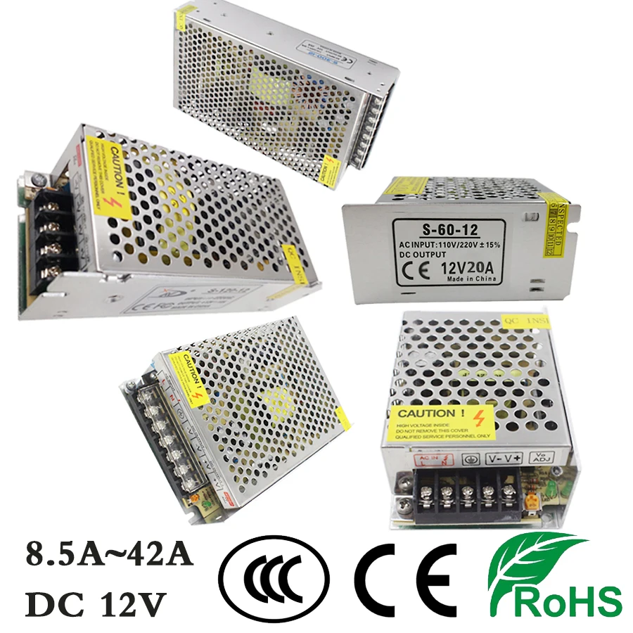 

LED Power Supply LED Strips Lighting Transformers DC12V Light Switching Power Driver 8.5A 12.5A 16.5A 20A 25A 30A 33A 42A