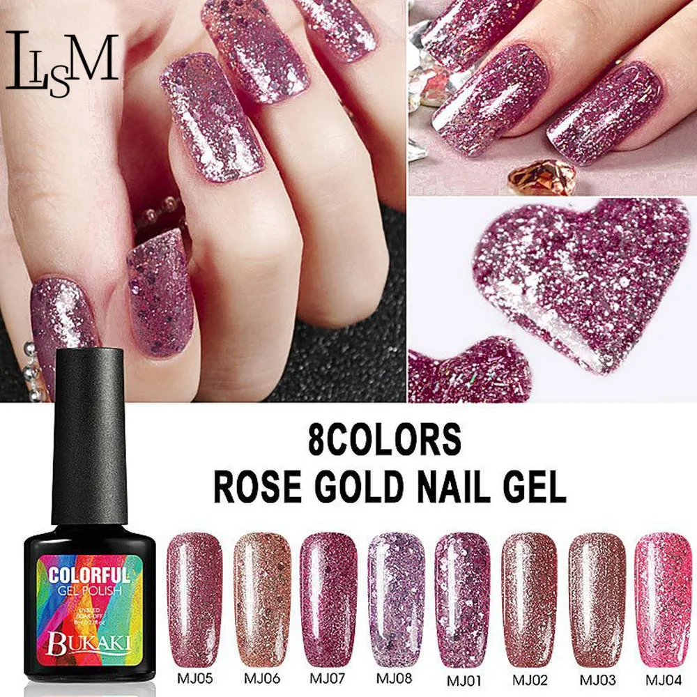 

LISM Hot Sale Rose gold Nail Polish Diamond Pink Phototherapy Gel Nail 8ML Long- Lasting Nails UV LED Gel Varnish Gel Polish