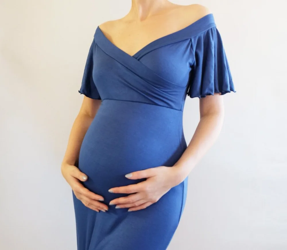 Sexy Mermaid Maternity Dresses Maxi Maternity Clothes Gown For Photo Shoots Off Shoulder Women Pregnancy Dress Photography Props (7)