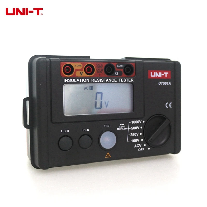 

UNI-T UT501A Insulation Earth Ground Resistance Meter Voltage Tester Megohmmeter With LCD Backlight