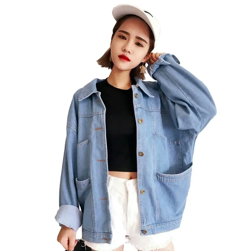 

Vintage Basic Plus Size Cotton Denim Autumn Jeans Oversize Jacket Women Solid Casual Loose Female Coat Jackets Coats Outerwear