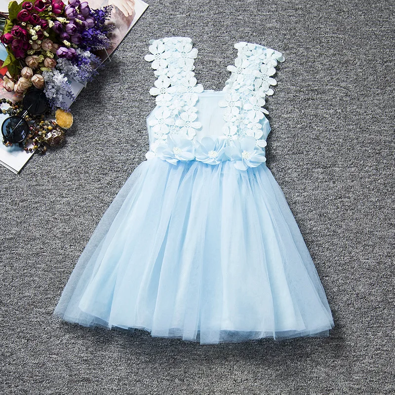 

Summer Princess Flowers Girls Dresses Toddler Girl Party Child's Wear Tutu Baby Girl Clothing Princess Kids Vest Dress