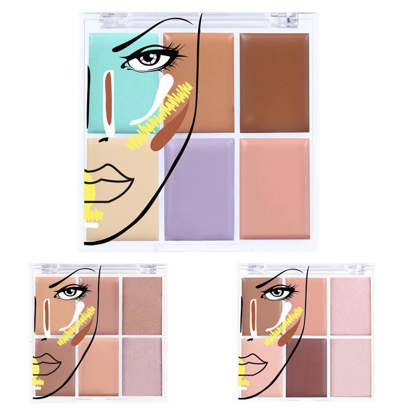 

ICYCHEER 6 Colors Natural Professional Concealer Palettes Long-lasting Foundation Face Contour Palette Makeup Foundation