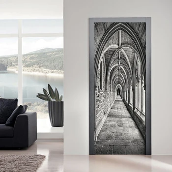 

2Pcs/lot PVC Waterproof 3D Door Stickers 3D Corridor Space Self-adhesive Home Decoration Door Sticker Wall Decals Art Wallpaper