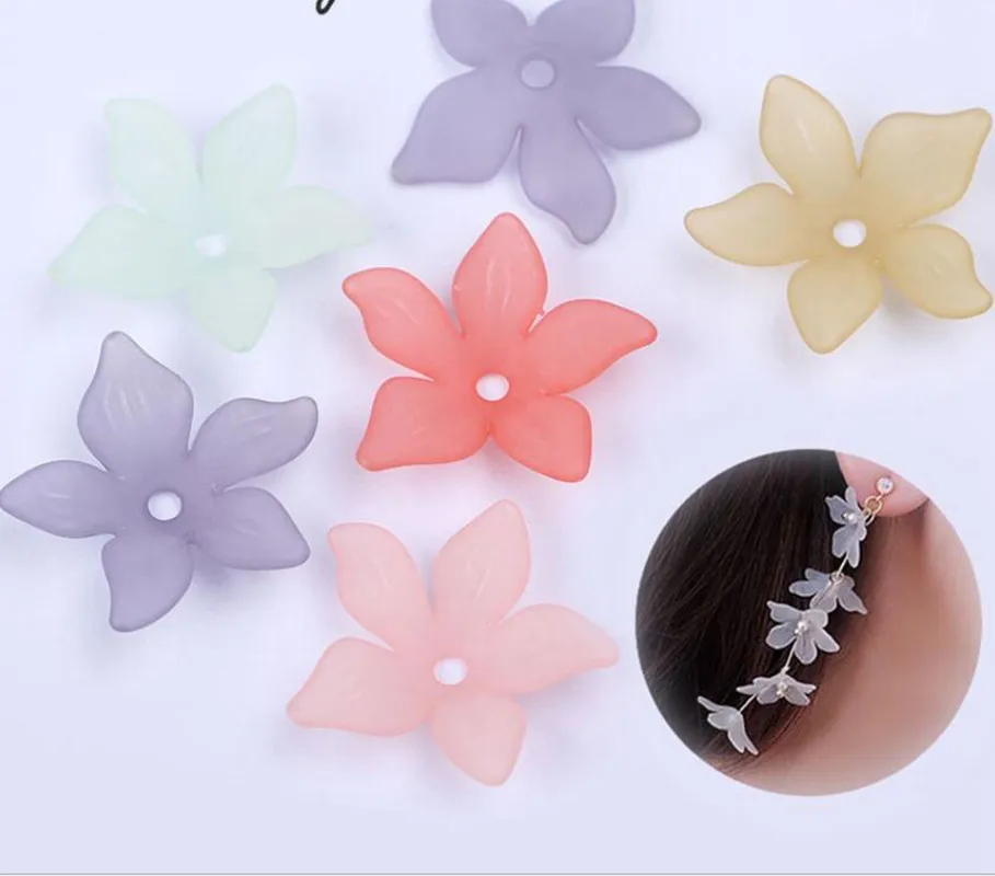 

Fashion Acrylic Flower Loose Beads Headdress DIY Plastic Beads For Jewelry Making Mix color 22mm 100Pcs y1011