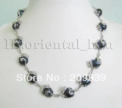 

huij 001814 New Design 17.5" 12mm Black Baroque FW Pearl Necklace