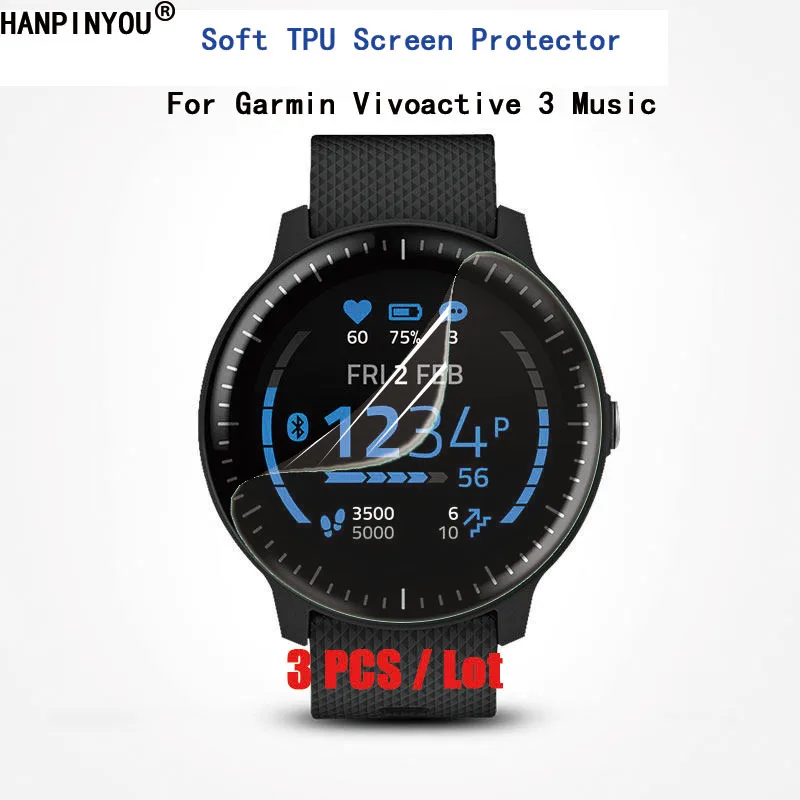 

3 Pcs/Lot For Garmin Vivoactive 3 Music Sports Smart Watch Soft TPU Not Full Cover Film Screen Protector (Not Tempered Glass)
