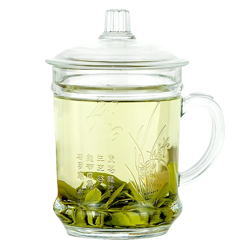 

Creative Modern Glass Mug Household heat-resistant drinking brew Tea cup Office men's cup with handle and lid transparent mug
