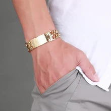 Vinterly желтый золотой цвет ID браслет для мужчин 316l нержавеющая сталь ювелирные изделия крест двойная ручная цепочка мужские браслеты и браслеты для мужчин