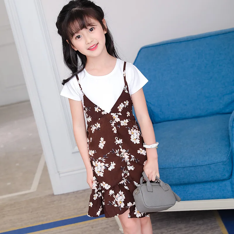 

Girl Dress 2019 Summer New Pattern Children's Garment Camisole Fashion Children Twinset Trend 2 Pieces Kids for 12 13 14 years