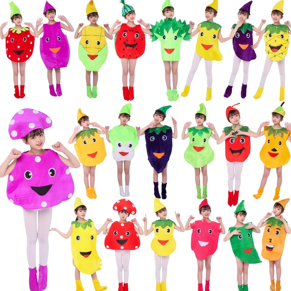 

HOT!Children's Day Halloween Party Cartoon Fruit Vegetable peach apple strawberry watermelon Banana Cosplay Costume for Boy Girl