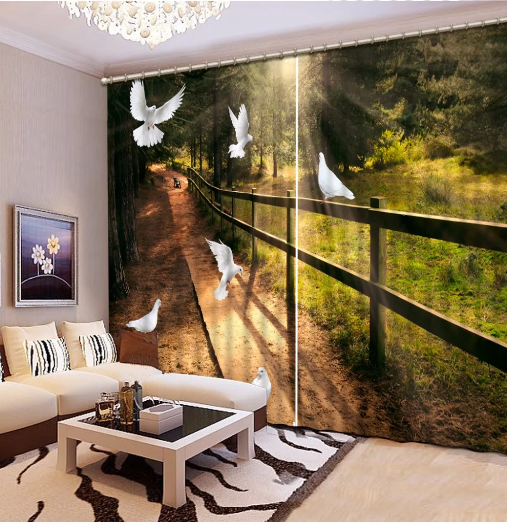 

3D Curtains Dove sunshine Curtains-For-Living-room Blackout Modern Curtains for Bedroom Window Curtain