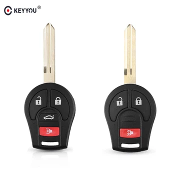 

KEYYOU Replacement Remote Car Key Shell Case Fob 2 Buttons for Qashqai Sunny Sylphy Tiida X-Trail Auto Alarm