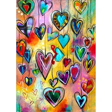 5D Diy Diamond Painting Embroidery Cross Stitch Colorful Heart Needlework Craft