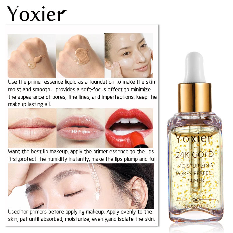 3 шт./лот Yoxier брендовая основа для макияжа увлажняющая эссенция 24k Gold контроль