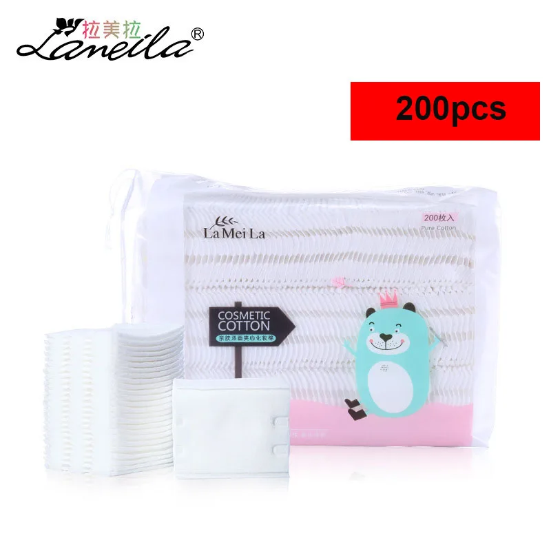 200pcs/pack cotton pad 100% pure Double-sided sandwich thick skin care makeup remover face cleansing wipes LM041 | Красота и здоровье