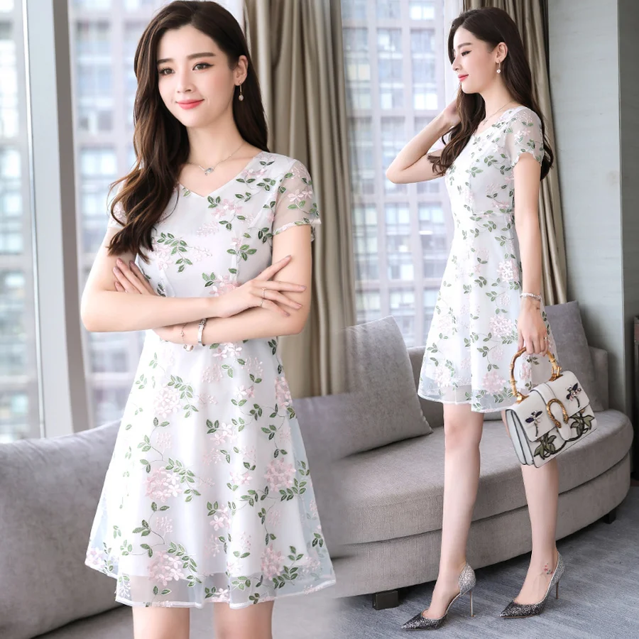 

2019 Vintage Floral White Chiffon Boho Mini Dress Summer 4XL Plus Size Print Beach Sundress Elegant Women Bodycon Party Vestidos