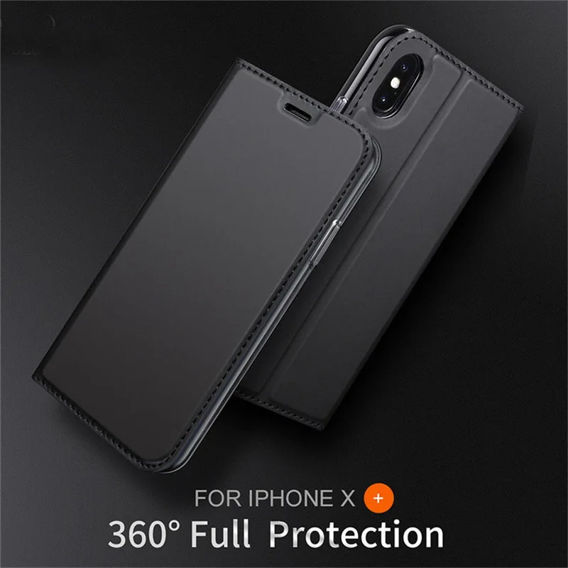 Ultra Thin Magnetic Smooth Leather Soft Flip Book Wallet Case For Coque iPhone X 8 6