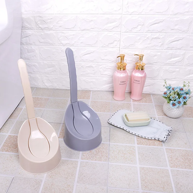 

Curved Polyethylene Handle Toilet Cleaning Brush Set For Bathroom Long Handle Wash Toilet Brush Plastic With Base Toilet Brush