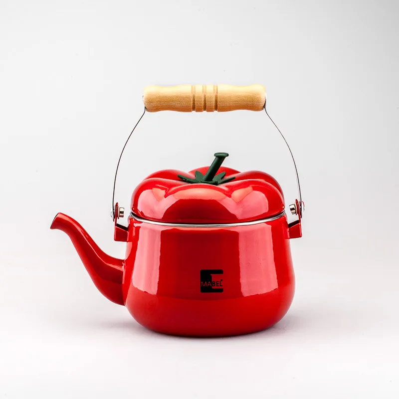 1.5L Enamel kettle tomoto shape dinerware teapot soup tools samovar
